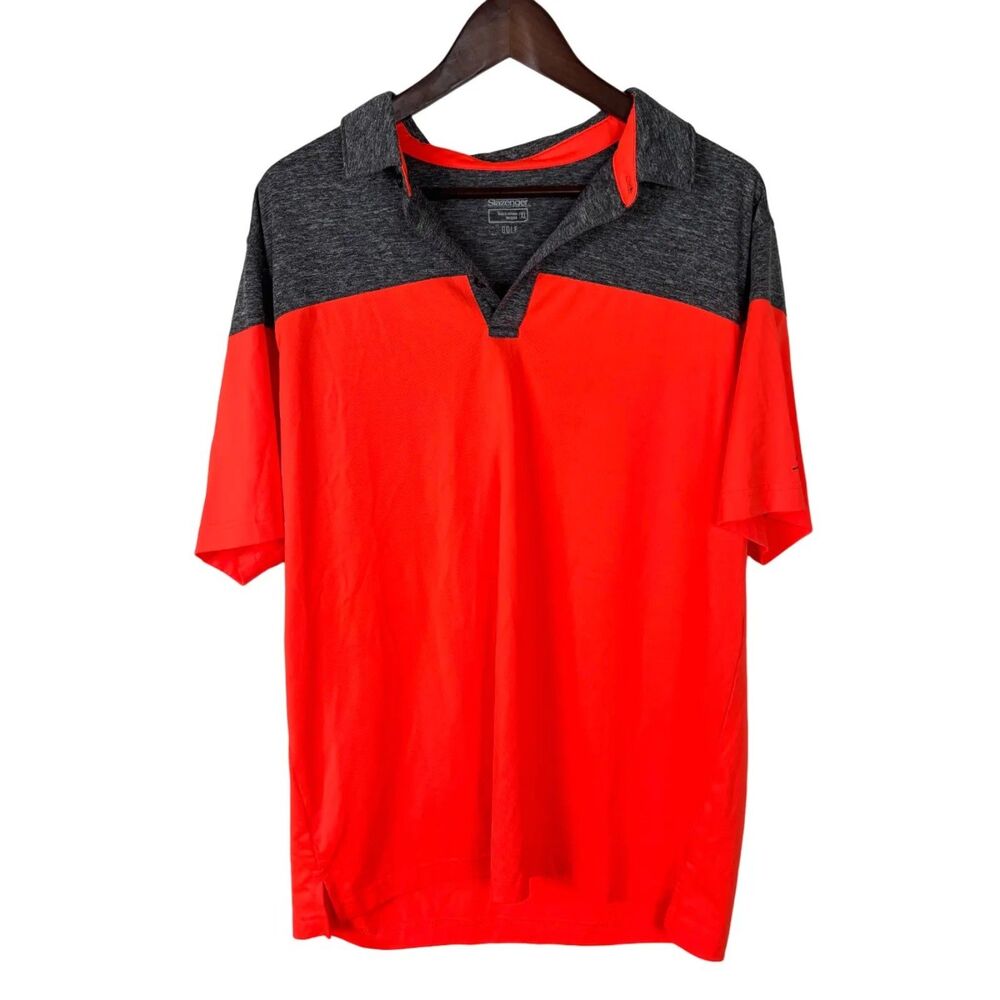 Slazenger Golf Orange Gray Polo Short Sleeve Shirt Men's XL